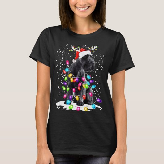 Cute Schnauzer With Christmas Lights  Tシャツ (正面)