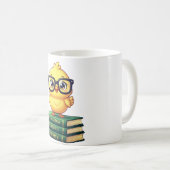 Cute Scholar Chick Reading Books コーヒーマグカップ (正面右)