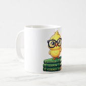 Cute Scholar Chick Reading Books コーヒーマグカップ (正面左)