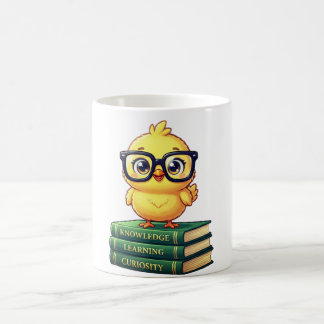 Cute Scholar Chick Reading Books コーヒーマグカップ