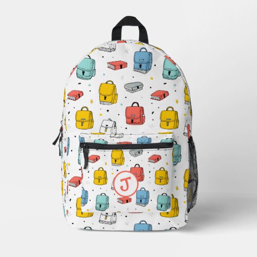 Cute School Backpacks and books  Pattern プリントバックパック (正面)