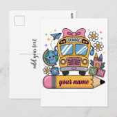 Cute School Bus Fun | Back to School Education Kid ポストカード (正面/裏面)