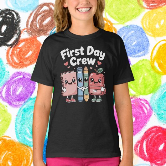 Cute School Supplies Friends First Day Crew Tシャツ