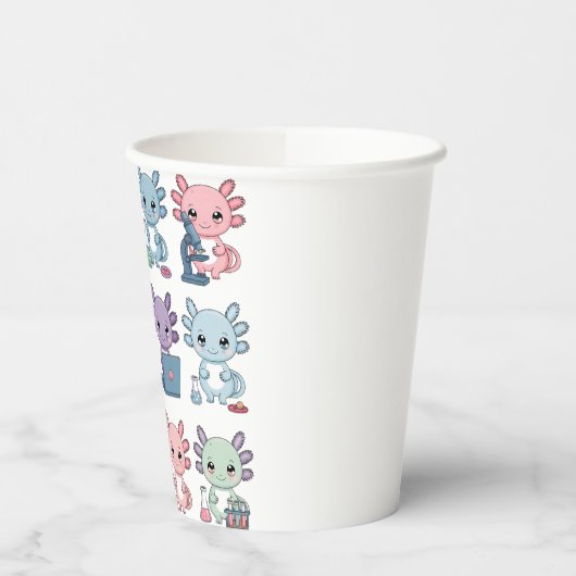 Cute Science Axolotl Grid 紙コップ (左)