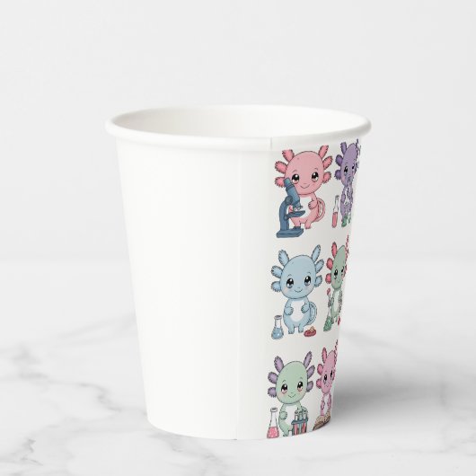 Cute Science Axolotl Grid 紙コップ (右)