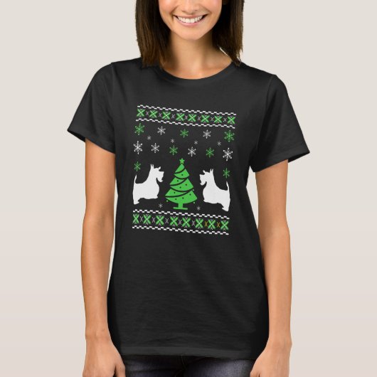 Cute Scottie Christmas Sweater For Dog  Christmas Tシャツ (正面)
