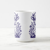 Cute Scottish Highland Cow & Wildflowers コーヒーマグカップ (中央)