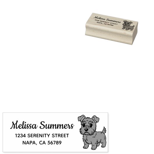 Cute Scottish Terrier Dog Return Address ラバースタンプ (押印)