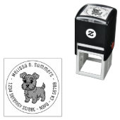 Cute Scottish Terrier Dog Round Address セルフインキングスタンプ (インサイチュ)