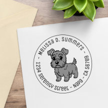 Cute Scottish Terrier Dog Round Address