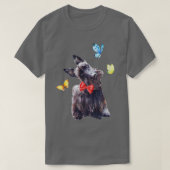Cute Scottish Terrier with Butterflies Design Tシャツ (デザイン正面)