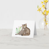 Cute Scottish Wildcat and kitten blank card カード (黄色い花)
