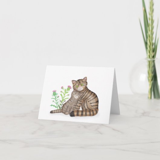 Cute Scottish Wildcat and kitten blank card カード (正面)