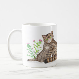 Cute Scottish Wildcat and kitten mug コーヒーマグカップ