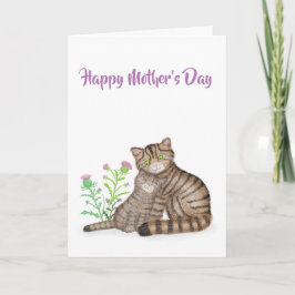 Cute Scottish Wildcats Mother's Day card カード