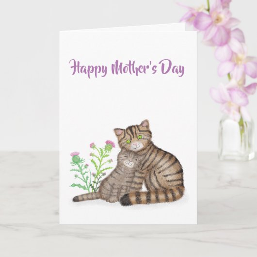 Cute Scottish Wildcats Mother's Day card カード (蘭)