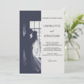 Cute Script Elegant Photo Overlay White Wedding 招待状 (スタンド正面)