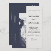 Cute Script Elegant Photo Overlay White Wedding 招待状 (正面/裏面)