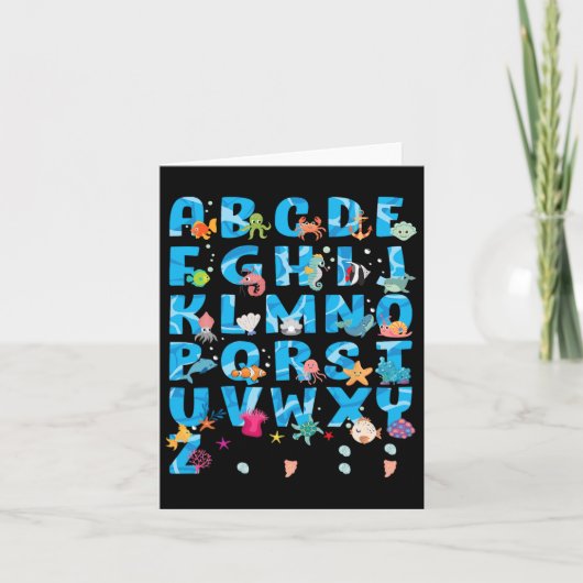 Cute Sea Animals Funny Alphabet Summer Abcs Back T カード (正面)