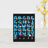 Cute Sea Animals Funny Alphabet Summer Abcs Back T カード (黄色い花)