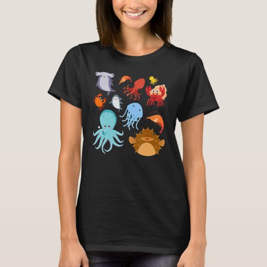 Cute Sea Animals Ocean Creatures Clownfish Tシャツ (正面)