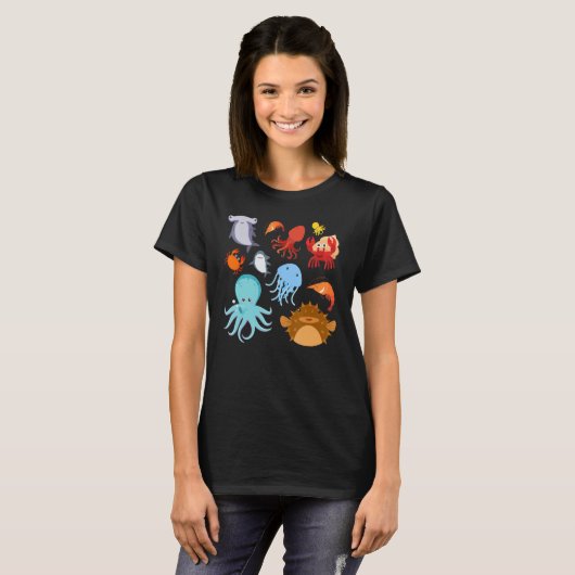 Cute Sea Animals Ocean Creatures Clownfish Tシャツ (正面フル)