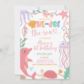 Cute Sea Animals Oneder the sea Birthday invitatio 招待状 (正面)