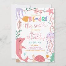 Cute Sea Animals Oneder the sea Birthday invitatio