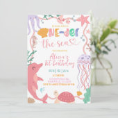 Cute Sea Animals Oneder the sea Birthday invitatio 招待状 (スタンド正面)
