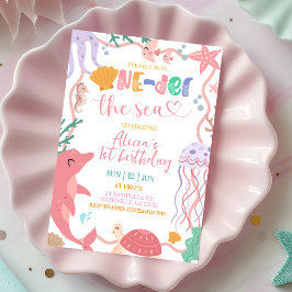 Cute Sea Animals Oneder the sea Birthday invitatio 招待状