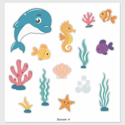 Cute Sea Creatures Stickers Pack シール (シート)
