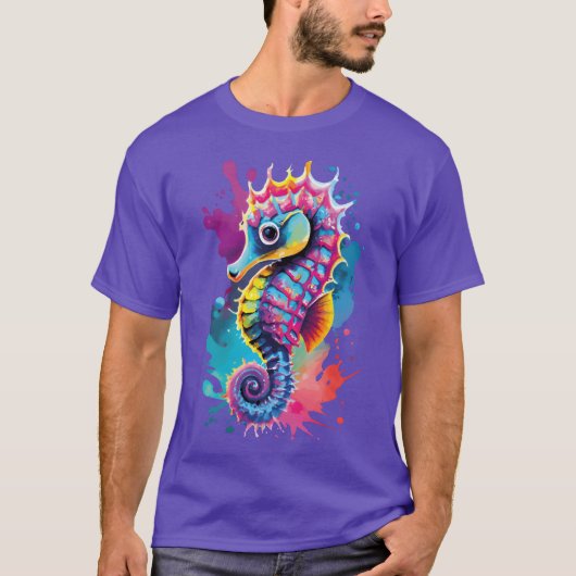 Cute Sea Horse Hippocampus Colourful Coral Reef Tシャツ (正面)