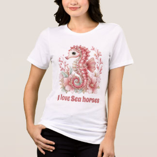 Cute Sea horse love トライブレンドTシャツ