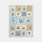 Cute Sea Life Patches Monogram Initial  フリースブランケット (正面)