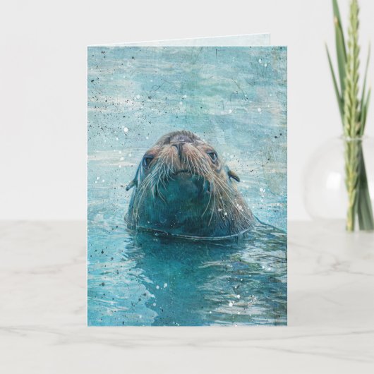 Cute Sea Lion Marine Mammal All Occasion Blank シーズンカード (正面)