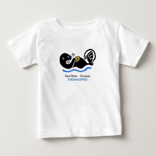 Cute- Sea OTTER – 絶滅危惧動物グラフィック ベビーTシャツ (正面)