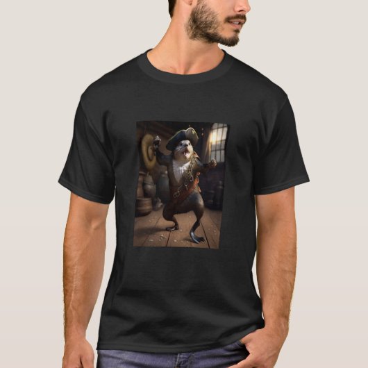 Cute Sea Otter Pet Dabbing Pirate Otter Tシャツ (正面)