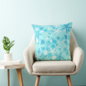 Cute Sea Pattern Pillow, Turquoise Coastal Decor クッション (椅子)