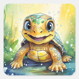 Cute Sea Turtle スクエアシール