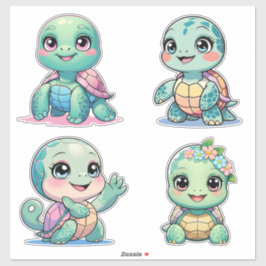 Cute Sea Turtle Custom-Cut Vinyl Sticker シール