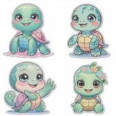 Cute Sea Turtle Custom-Cut Vinyl Sticker シール (正面)