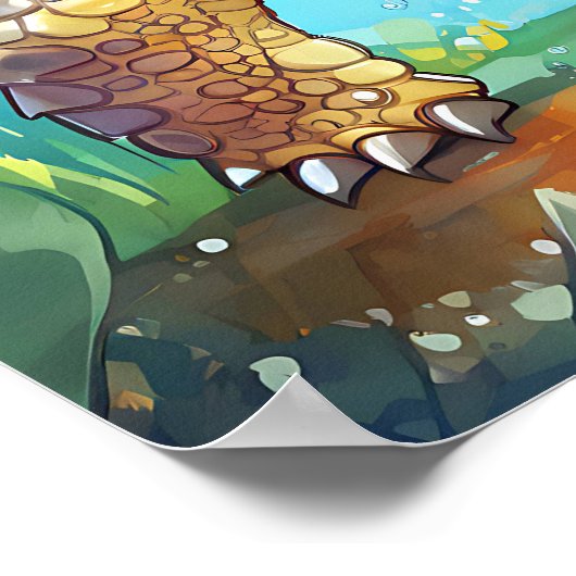 Cute Sea Turtle in the Ocean Cartoon Personalized ポスター (角)