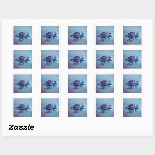 Cute Sea Turtle  – Minimal Ocean Animal Art スクエアシール (シート)