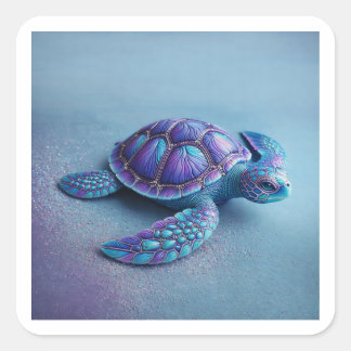 Cute Sea Turtle  – Minimal Ocean Animal Art スクエアシール