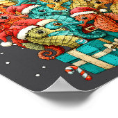 Cute Seahorse Le Sea Fish Christmas Tree Xmas Hat  ポスター (角)