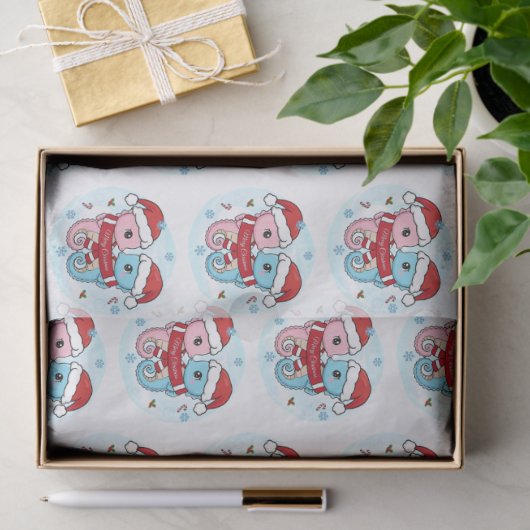 Cute Seahorses Christmas Tissue Paper 薄葉紙 (ギフト)
