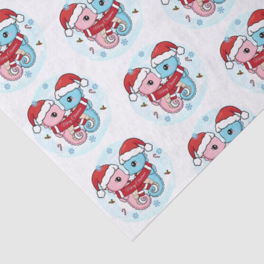 Cute Seahorses Christmas Tissue Paper 薄葉紙 (詳細)