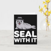 Cute Seal Costume For Men Women Kids Ocean Animal カード (黄色い花)