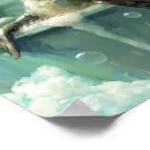 Cute Seal in Bubble Bath Poster ポスター (角)