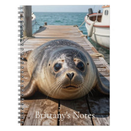 Cute Seal Laying on Boat Dock Ocean Pier ノートブック